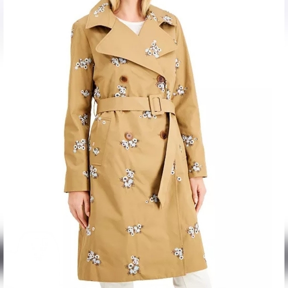 Charter Club Petite-Petite Embroidered Trench Coat In Soft Chestnut - Picture 9 of 16